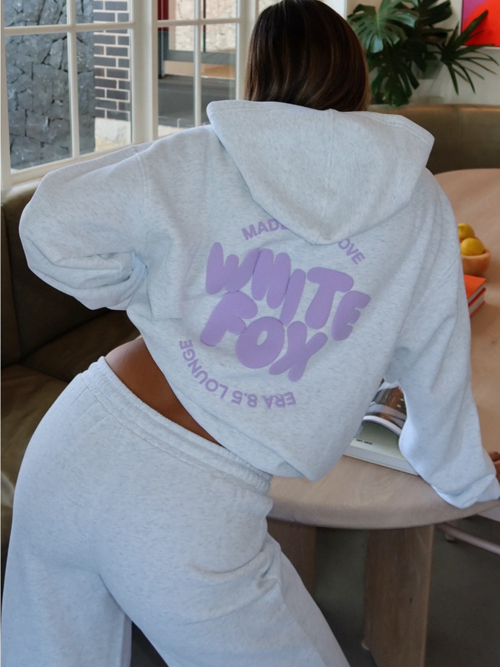 White Fox Boutique With Love For You Oversized Hoodie Gray Marle Size XXXS/XXS